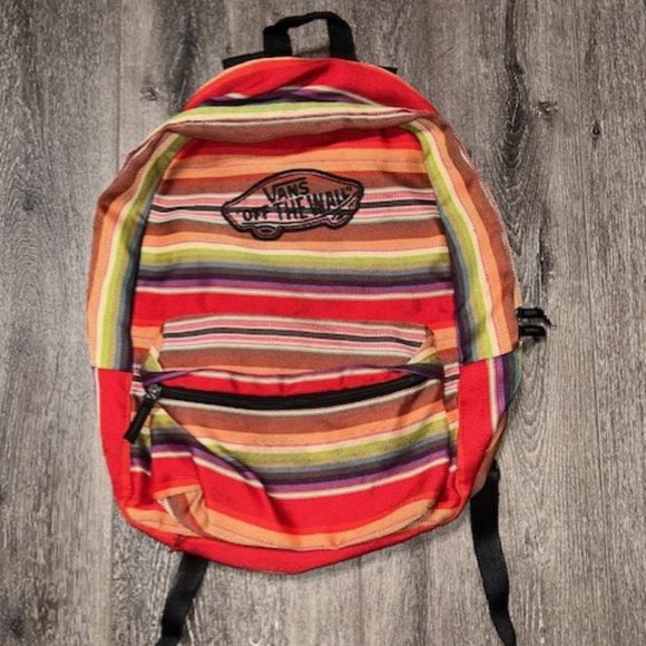 Vans Off The Wall Multi-color Striped Backpack Bag - Picture 1 of 8